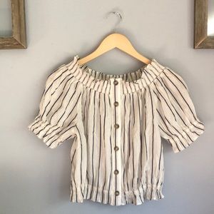 H & M Cropped Striped Blouse